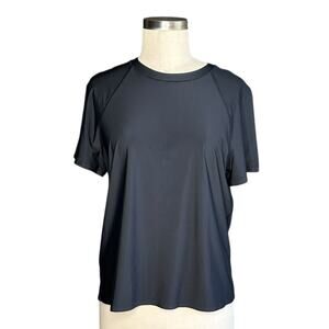 LULULEMON Waterside Relaxed Fit UVP Short Sleeve Top Black Summer Swim